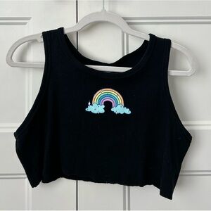 Pacsun cropped rainbow graphic tank top, size M